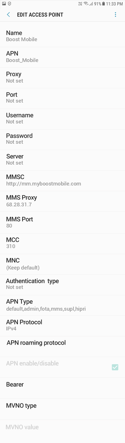 apn settings for unlimited data boost mobile