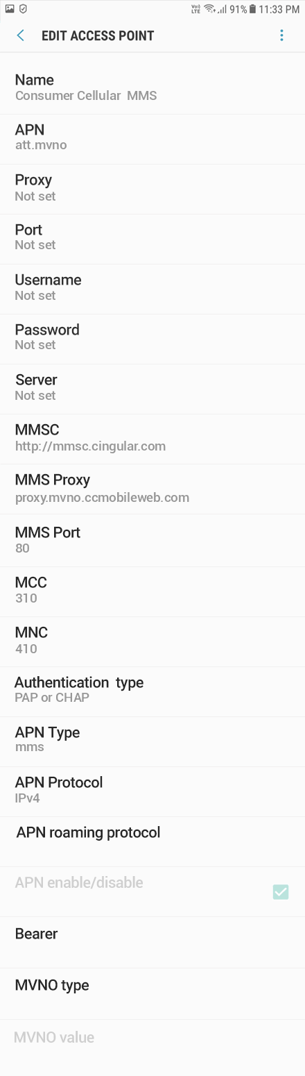 Cellular Apn Settings