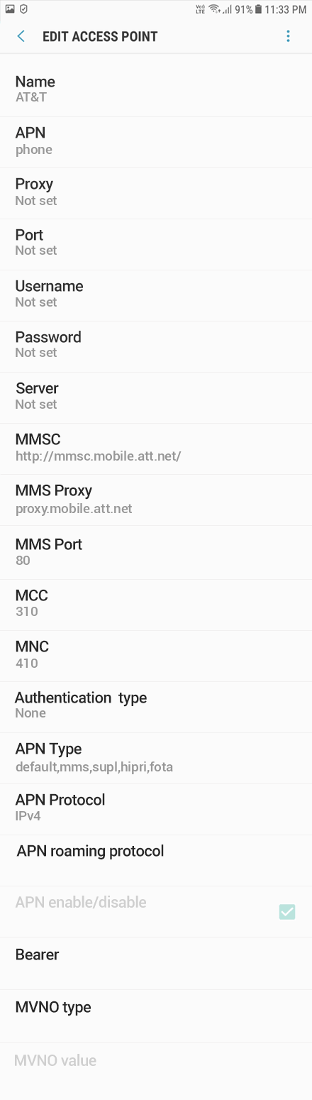 AT&T APN settings for Android - APN Settings USA