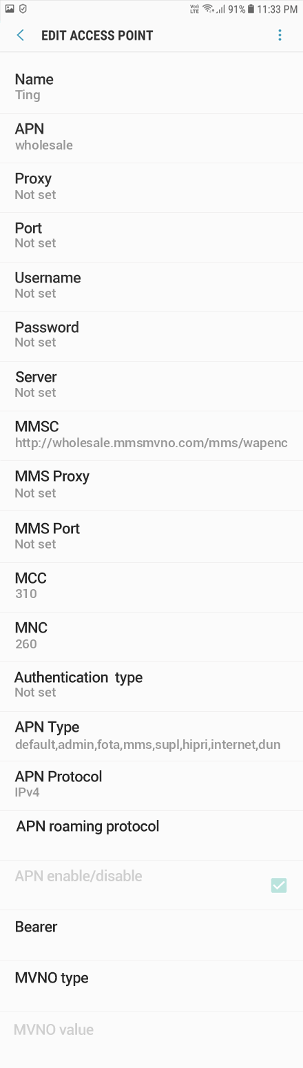 default supl mms